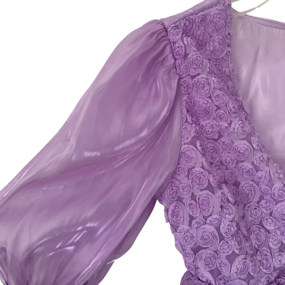 Free People Faye Sheer Rosette Blouse NWOTS Lavender Purple size small